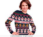 Foute Kerst Sweater Merry Christmas Sneeuwpop Blauw Dames, Ophalen of Verzenden, Nieuw