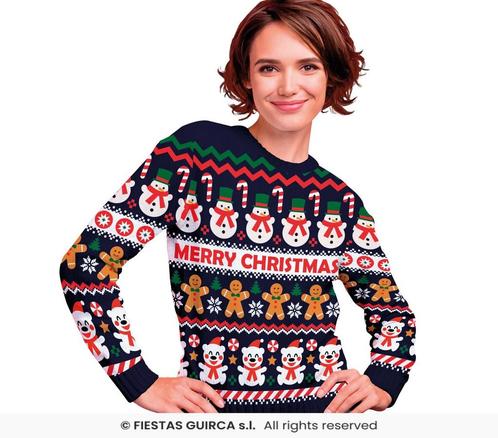 Foute Kerst Sweater Merry Christmas Sneeuwpop Blauw Dames, Kleding | Dames, Carnavalskleding en Feestkleding, Nieuw, Ophalen of Verzenden