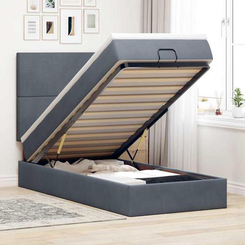vidaXL Ottoman bed met matrassen 100x200cm fluweel, Huis en Inrichting, Slaapkamer | Bedden, 100 cm, 200 cm, Grijs, Eenpersoons
