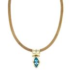 Gouden collier met topaas hanger  45 cm 14 karaat, Sieraden, Tassen en Uiterlijk, Kettingen, Zo goed als nieuw, Met edelsteen