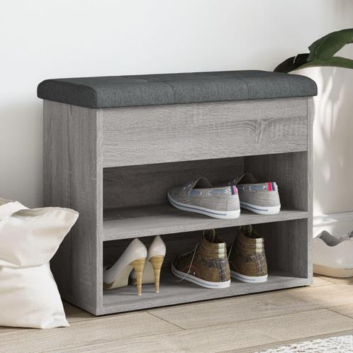 vidaXL Schoenenbankje 62x32x50 cm bewerkt hout grijs sonoma, Huis en Inrichting, Banken | Voetenbanken en Poefen, Nieuw, Verzenden