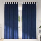 vidaXL Gordijnen met gordijnen 2 pcs Donkerblauw 140 x 225, Verzenden, Nieuw, Blauw