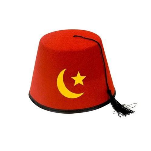 Hoed Fez met symbolen, Hobby en Vrije tijd, Feestartikelen, Nieuw, Ophalen of Verzenden