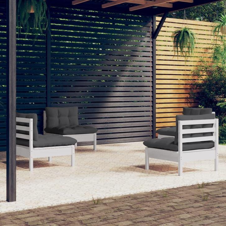 vidaXL 4-delige Loungeset met antracietkleurige kussens, Tuin en Terras, Tuinsets en Loungesets, Loungeset, Nieuw, Verzenden