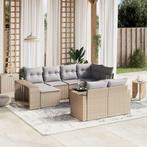 vidaXL 11-delige Tuinset met kussens poly rattan beige, Verzenden, Nieuw, Rotan, Tuinset