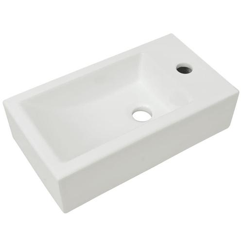 Wastafel Wit Keramiek - OP = OP! - Rechthoek Design, Doe-het-zelf en Verbouw, Sanitair, Nieuw, Wastafel, Ophalen of Verzenden