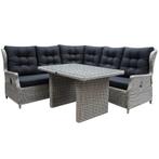 Ibiza hoek dining loungeset 4-delig verstelbaar wit grijs, Tuin en Terras, Tuinsets en Loungesets, Ophalen of Verzenden, Nieuw