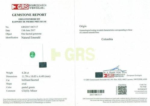 1 pcs Groen Smaragd - 4.26 ct - Gem research Swiss Lab (GRS), Sieraden, Tassen en Uiterlijk, Edelstenen