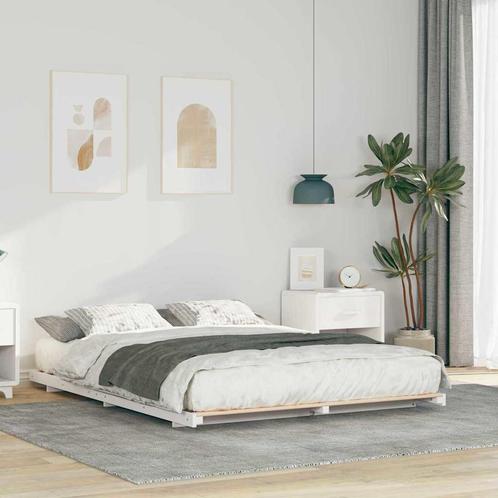 vidaXL Bedframe Wit 140 x 220 cm Massief grenenhout, Huis en Inrichting, Slaapkamer | Bedden, Wit, Nieuw, Hout, Verzenden