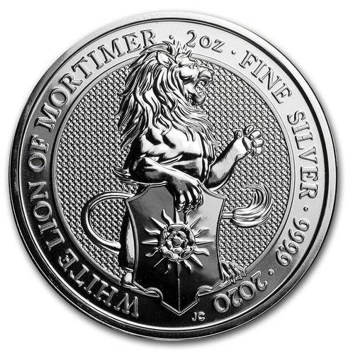 Queens Beast White Lion of Mortimer 2 oz 2020, Postzegels en Munten, Munten | Europa | Niet-Euromunten, Losse munt, Zilver, Verzenden