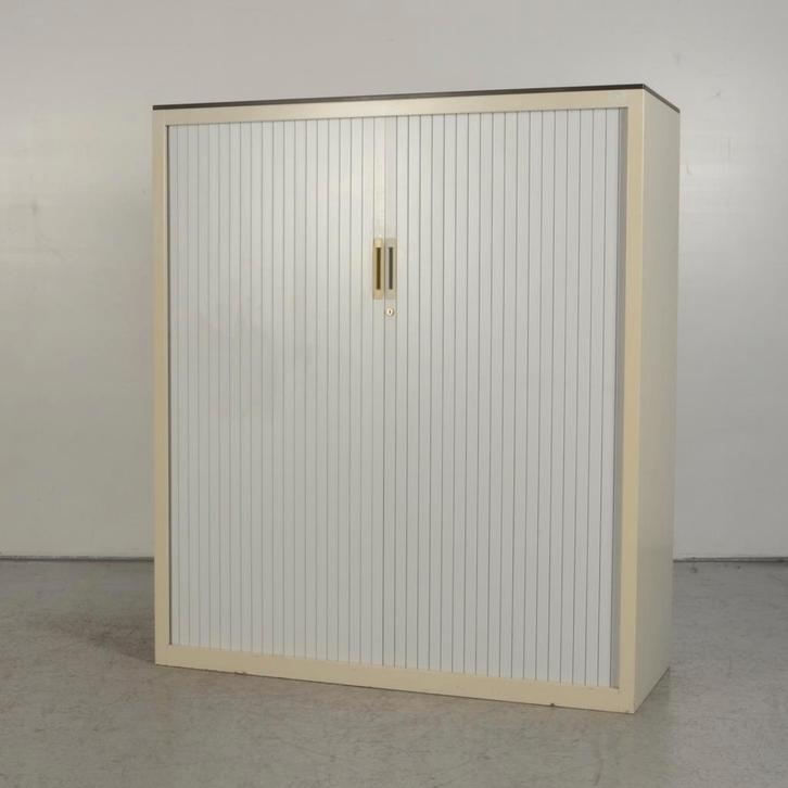Roldeurkast Lensvelt - Lichtgrijs - Grijs trespa - 138 x 120, Huis en Inrichting, Kasten | Roldeurkasten en Archiefkasten, Ophalen of Verzenden