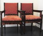 Fauteuil (2) - Art Deco - Mahonie - Bekleed met damast