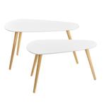 Salontafel Langesund set van 2 MDF wit en hout, Verzenden, Nieuw