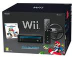Nintendo Wii Console - Zwart + Mario Kart bundel (in doos), Spelcomputers en Games, Spelcomputers | Nintendo Wii, Verzenden, Zo goed als nieuw