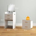 TRUUSK 3-in-1 Kaptafel Met Spiegel, Nachtkastje, Rolkruk, La, Verzenden, Nieuw