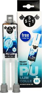 5in1 PU Lijm Zwart / 1 minuut 25ml + Mixertip 2st, Verzenden, Nieuw