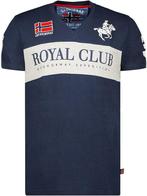 T-shirt V-hals Hals Blauw Royal Club Geographical Norway, Verzenden, Nieuw, Blauw