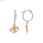925 zilveren oorringen met een gold plated oog hangertje, Sieraden, Tassen en Uiterlijk, Verzenden, Nieuw, Zilver