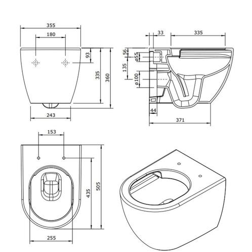 Wandtoilet Sanindusa Sanibold Rimfree Keramiek Wit, Doe-het-zelf en Verbouw, Sanitair, Ophalen of Verzenden