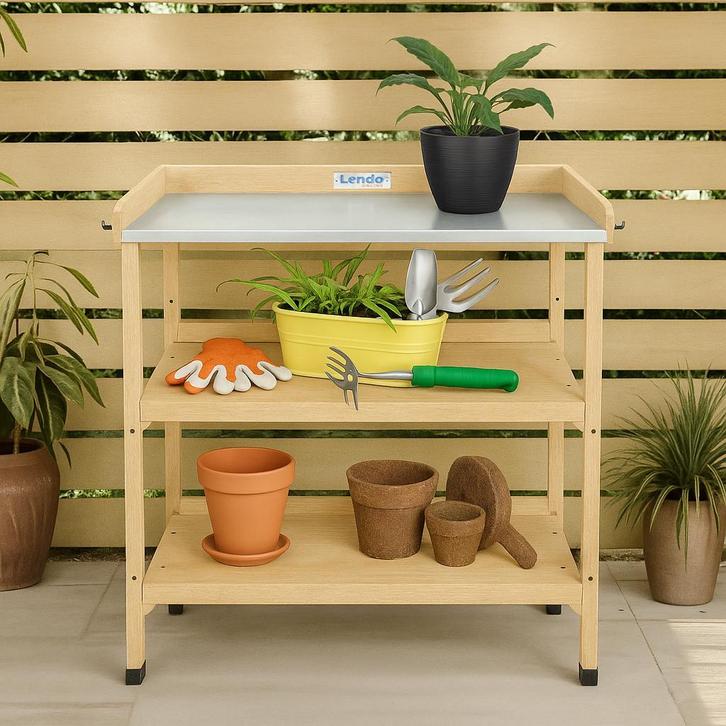 Werktafel | Oppottafel | Plantentafel | 76x37x92cm | Hout, Tuin en Terras, Overige Tuin en Terras, Nieuw, Verzenden