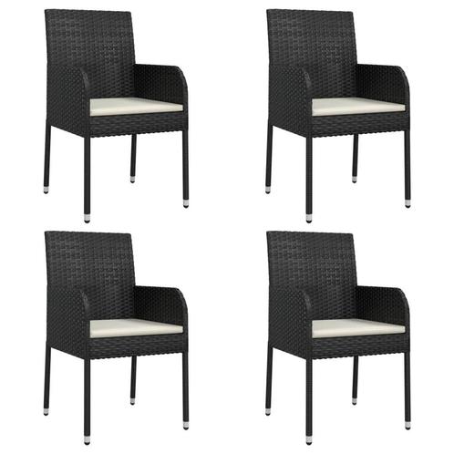 Zwarte Rattan Tuinstoelen - 4 st. | Tweedekansje | Luxe v..., Tuin en Terras, Tuinstoelen, Nieuw, Rotan, Ophalen of Verzenden
