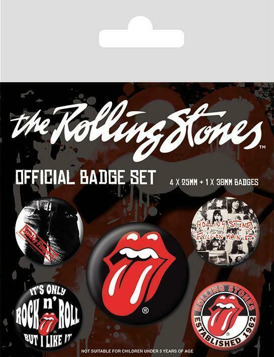 The Rolling Stones Button 5-pack officiële merchandise, Verzamelen, Muziek, Artiesten en Beroemdheden, Gebruiksvoorwerp, Nieuw