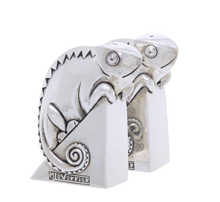 Max Le Verrier - Peper- en zoutstel - .800 zilver - Peper-, Antiek en Kunst, Antiek | Goud en Zilver
