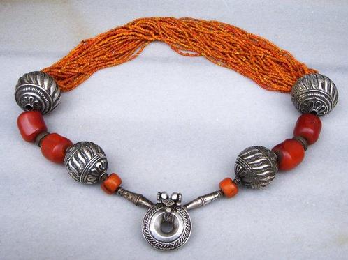 Metaal, Zilver - Halsketting - Vintage Indiaas, handgemaakt, Antiek en Kunst, Kunst | Niet-Westerse kunst