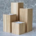 HOCHO Eikenhouten Waxinelichthouder - 50x50x60mm – Natuur., Ophalen of Verzenden, Nieuw