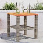 vidaXL Tuintafel 40x40x42 cm poly rattan en acaciahout grijs, Tuin en Terras, Tuintafels, Verzenden, Nieuw