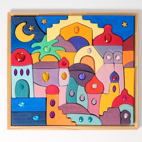 Grimms - Houten Blokkenset (52 stuks) Glinsterende mandala, Kinderen en Baby's, Speelgoed | Overig