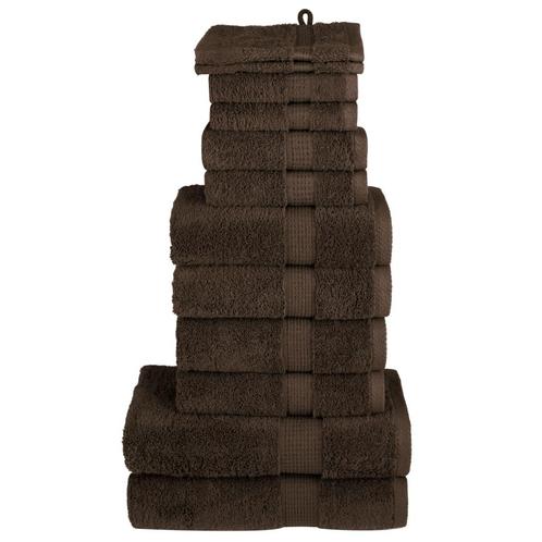 vidaXL 12-delige Handdoekenset SOLUND 600 g/m² bruin, Huis en Inrichting, Badkamer | Badtextiel en Accessoires, Bruin, Nieuw, Verzenden