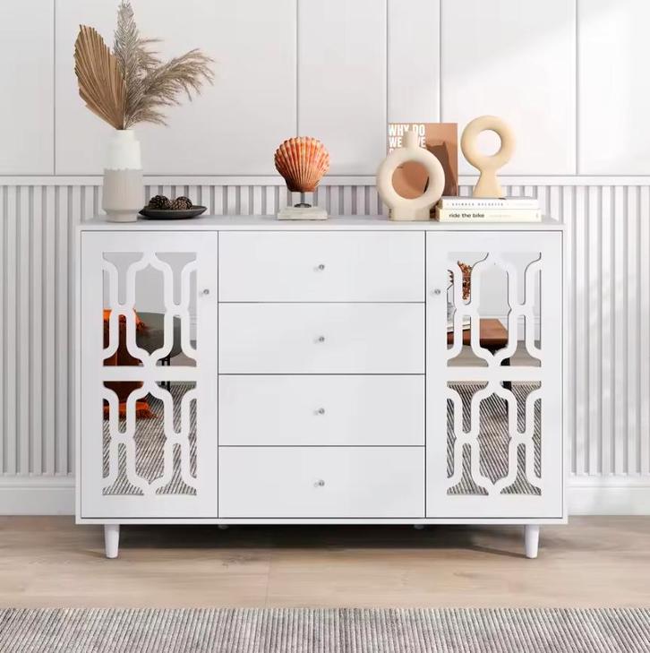 Klassieke Woonstijl Dressoir in het Wit - Nieuw Design, Huis en Inrichting, Kasten | Dressoirs, Nieuw, Verzenden