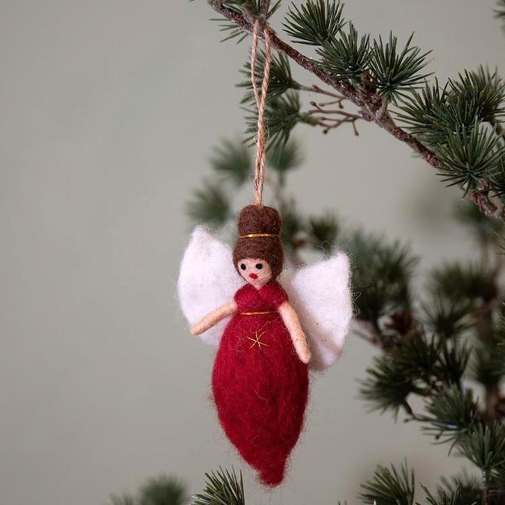 Hangers Vilt - Engeltjes Rood en Goud - Hulst / Holly Berry, Diversen, Kerst, Nieuw, Ophalen of Verzenden