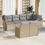 vidaXL 7-delige Tuinbank Set met Kussens Beige Poly Rattan, Tuin en Terras, Tuinsets en Loungesets, Verzenden, Nieuw, Wicker