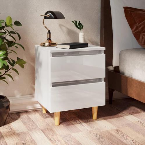 vidaXL Nachtkastjes 2 st met houten poten 40x35x50 cm, Huis en Inrichting, Slaapkamer | Nachtkastjes, Nieuw, Minder dan 45 cm