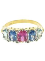 Zonder minimumprijs - Ring - 9 kt. Zilver, Geel goud Robijn, Nieuw