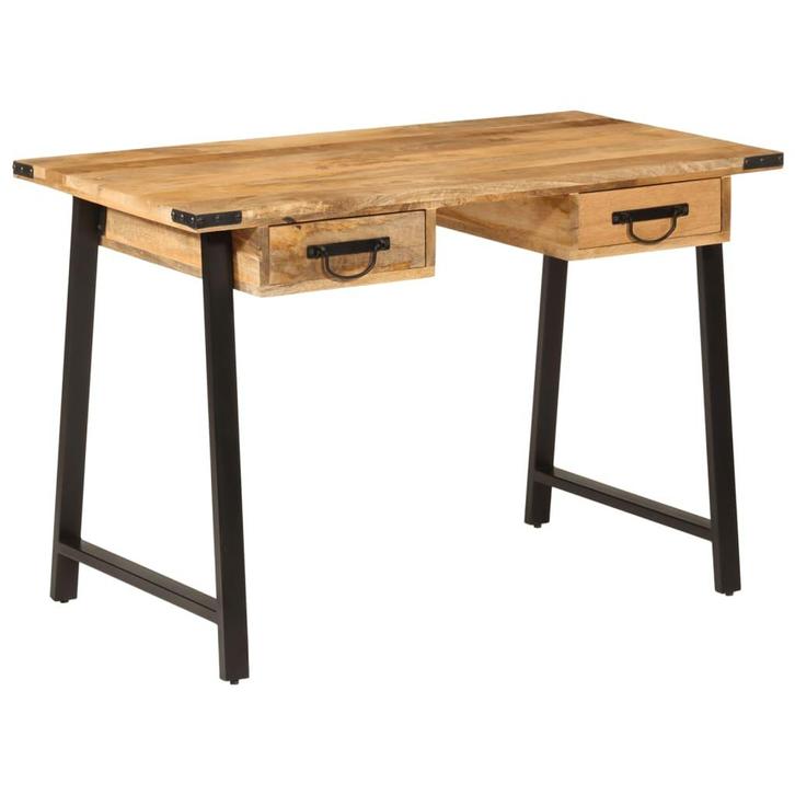 vidaXL Bureau met lades 105x55x70 cm massief mangohout en, Huis en Inrichting, Bureaus, Nieuw, Verzenden