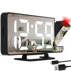 Wekker met projector LED en spiegel zwart, Ophalen of Verzenden, Nieuw