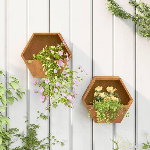 vidaXL Plantenbakken wandmontage 2 st 30x10x25 cm, Tuin en Terras, Bloembakken en Plantenbakken, Minder dan 60 cm, Nieuw, Metaal