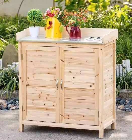 Houten Tuinkast 83x40x92 cm – Buitenopbergkast met Werkblad, Tuin en Terras, Tuinmeubel-accessoires, Nieuw, Verzenden