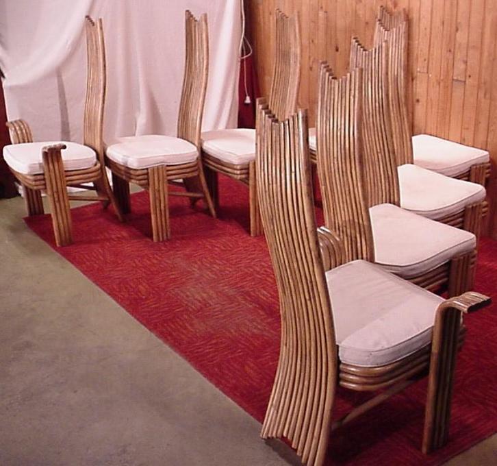 8 McGuire High Back Rattan Chairs Danny Ho Fong Mackintosh, Antiek en Kunst, Antiek | Meubels | Stoelen en Banken, Ophalen