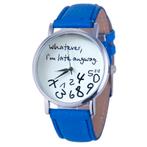 Fako® - Horloge - Whatever, Im Late Anyway - Blauw, Nieuw, Verzenden