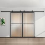 Dubbele stalen schuifdeur - 6 Vlaks - Mat glas - Luxe design, Doe-het-zelf en Verbouw, Kozijnen en Schuifpuien, 75 tot 150 cm