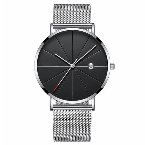Fako® - Horloge - Mesh - Chicago - Ø40mm - Zilver/Zwart, Sieraden, Tassen en Uiterlijk, Horloges | Dames, Verzenden