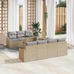 vidaXL 8-delige tuinset met kussens in beige poly rattan, Verzenden, Nieuw, Rotan, Tuinset