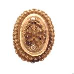 Vintage/antiek gouden ovale broche van filigrain techniek, Ophalen of Verzenden, Gebruikt, Overige kleuren, Goud