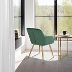 Eetkamerstoel Marilyn fluweellook, gouden poten - donkergroe, Huis en Inrichting, Stoelen, Verzenden, Nieuw