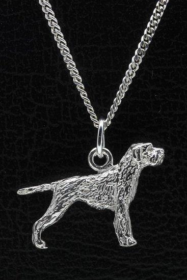 Zilveren Griffon korthals met staart ketting hanger - groot, Sieraden, Tassen en Uiterlijk, Kettinghangers, Verzenden
