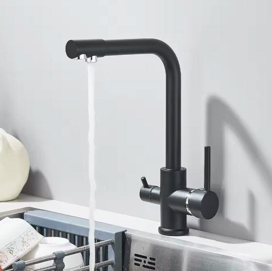 Zwarte Filter Keukenkraan – Messing met Dubbele Sproeier, Doe-het-zelf en Verbouw, Sanitair, Nieuw, Verzenden